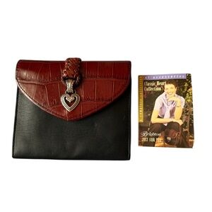 New Pansy Brighton Croc Embossed Leather Trifold Wallet Black/Brown.